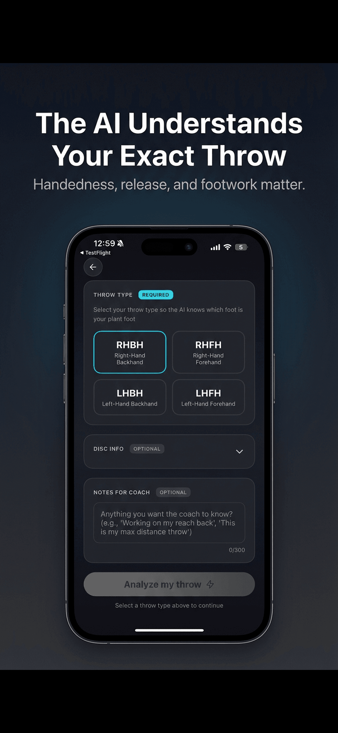 DG Form Analyzer — throw type selection